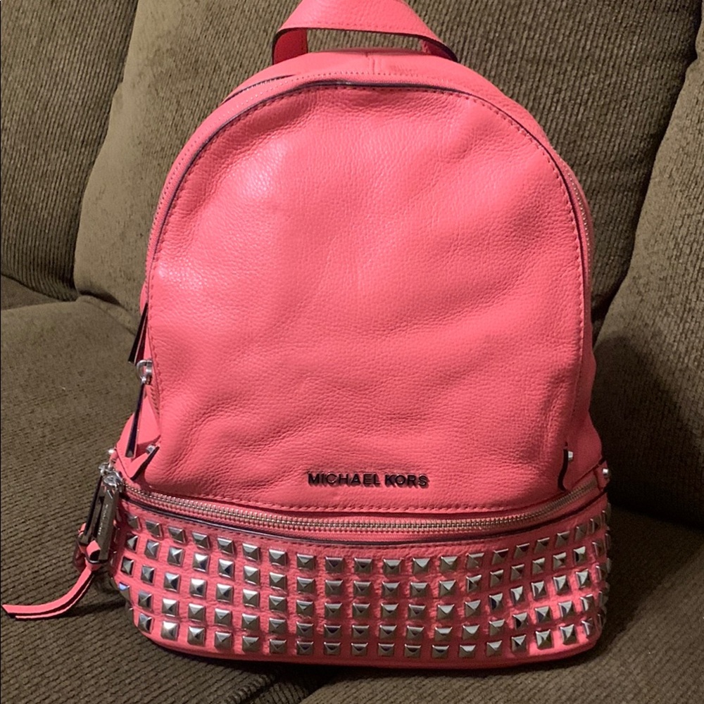 Michael Kors Pink Backpack with Silver Studs